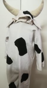 Kids Costumes to Hire - Cow onesie & headpiece with horns - CHILD